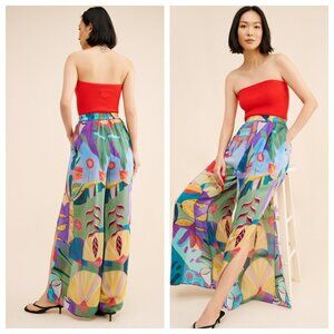 Farm Rio Tropical Scenario Slit Wide Leg Pants